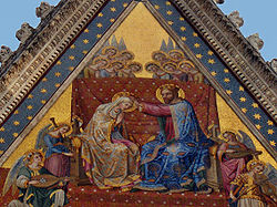 Coronation of the Virgin mosaic at the top peak