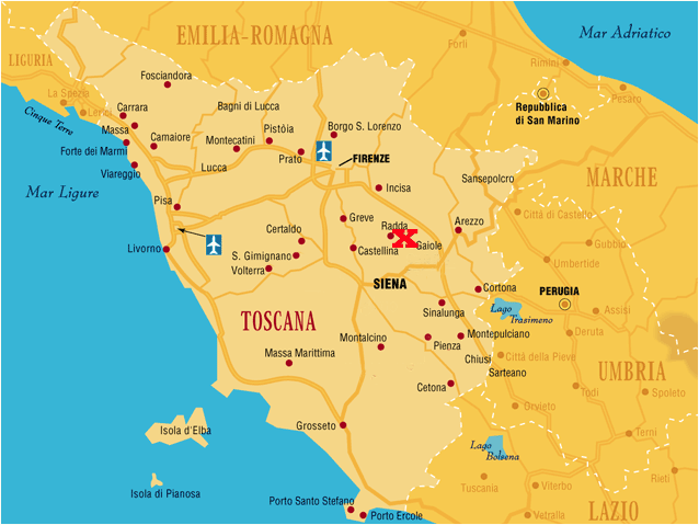 Map of Chianti in Tuscany
